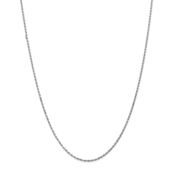 1.6mm, 10k White Gold Diamond Cut Solid Rope Chain Necklace, 30 Inch - Picture 3 of 8